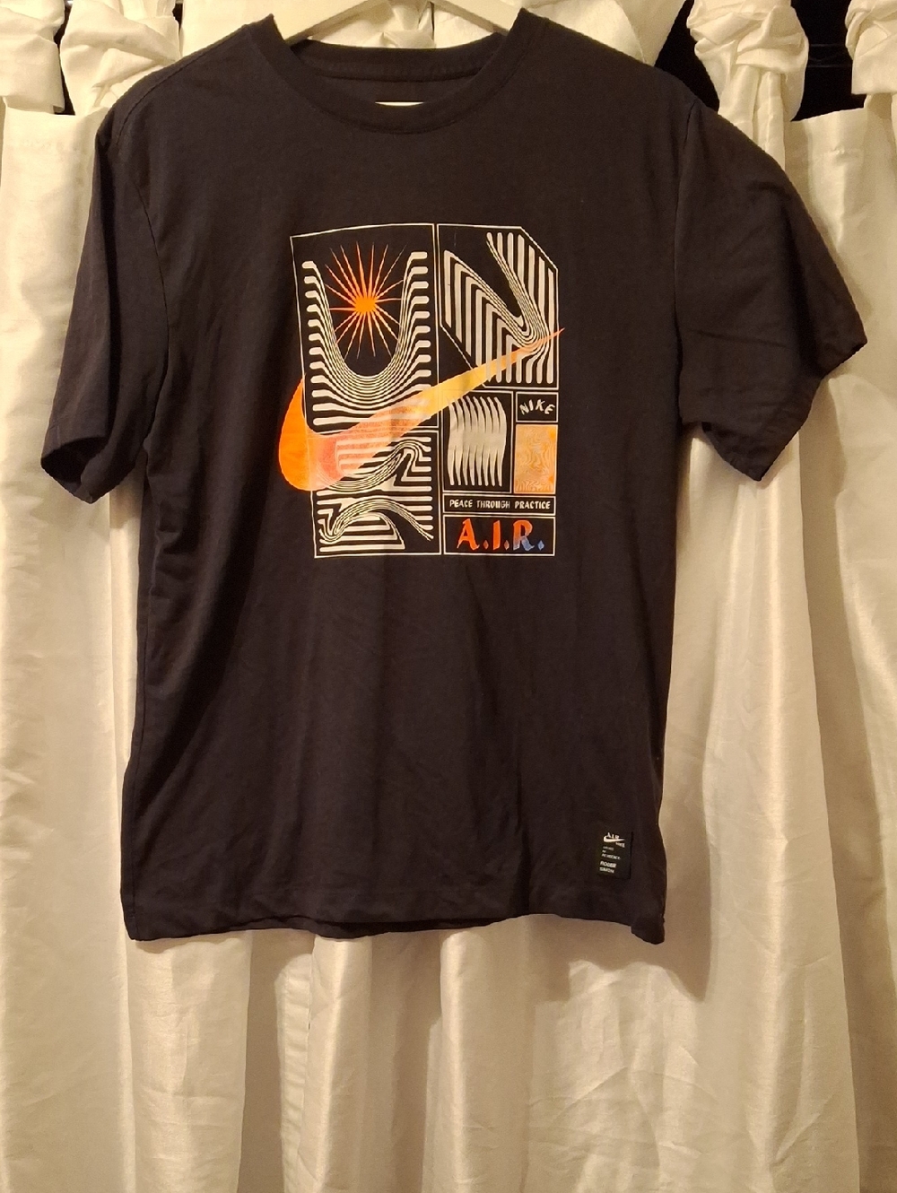 Men's Nike Black Graphic AIR Tee with Orange Swoosh